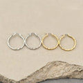 Silver and Gold Faceted Hoop Earrings