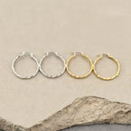 Silver and Gold Faceted Hoop Earrings