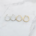 Silver and Gold Hammered Metal Hoop Earrings