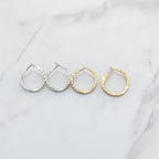 Silver and Gold Hammered Metal Hoop Earrings