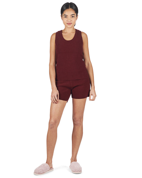 2 Piece Women's Sweater Knit Tank Top and Shorts Set