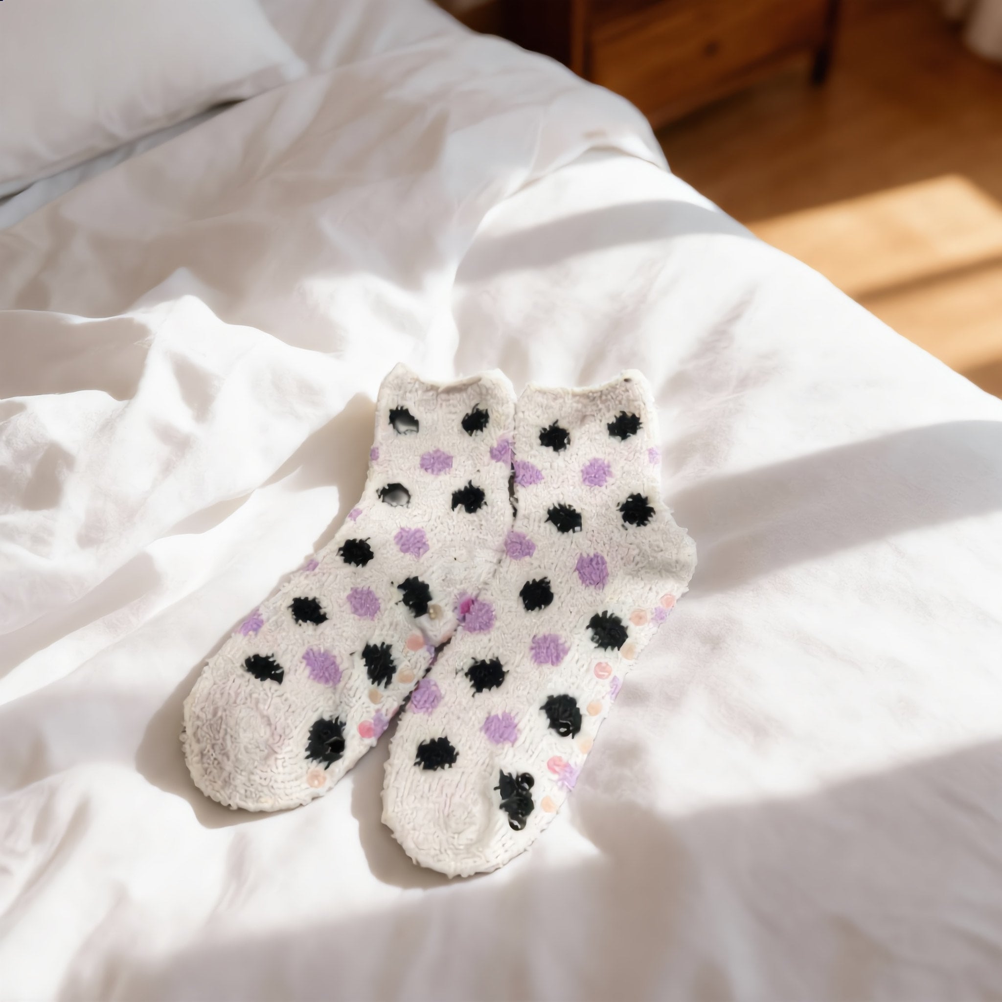 Ultra-Cozy White Fuzzy Slipper Socks