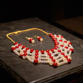 Red and White Beaded Choker Set