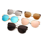 ASPEN | Womens Trendy Mirrored Lens Cat Eye Sunglasses