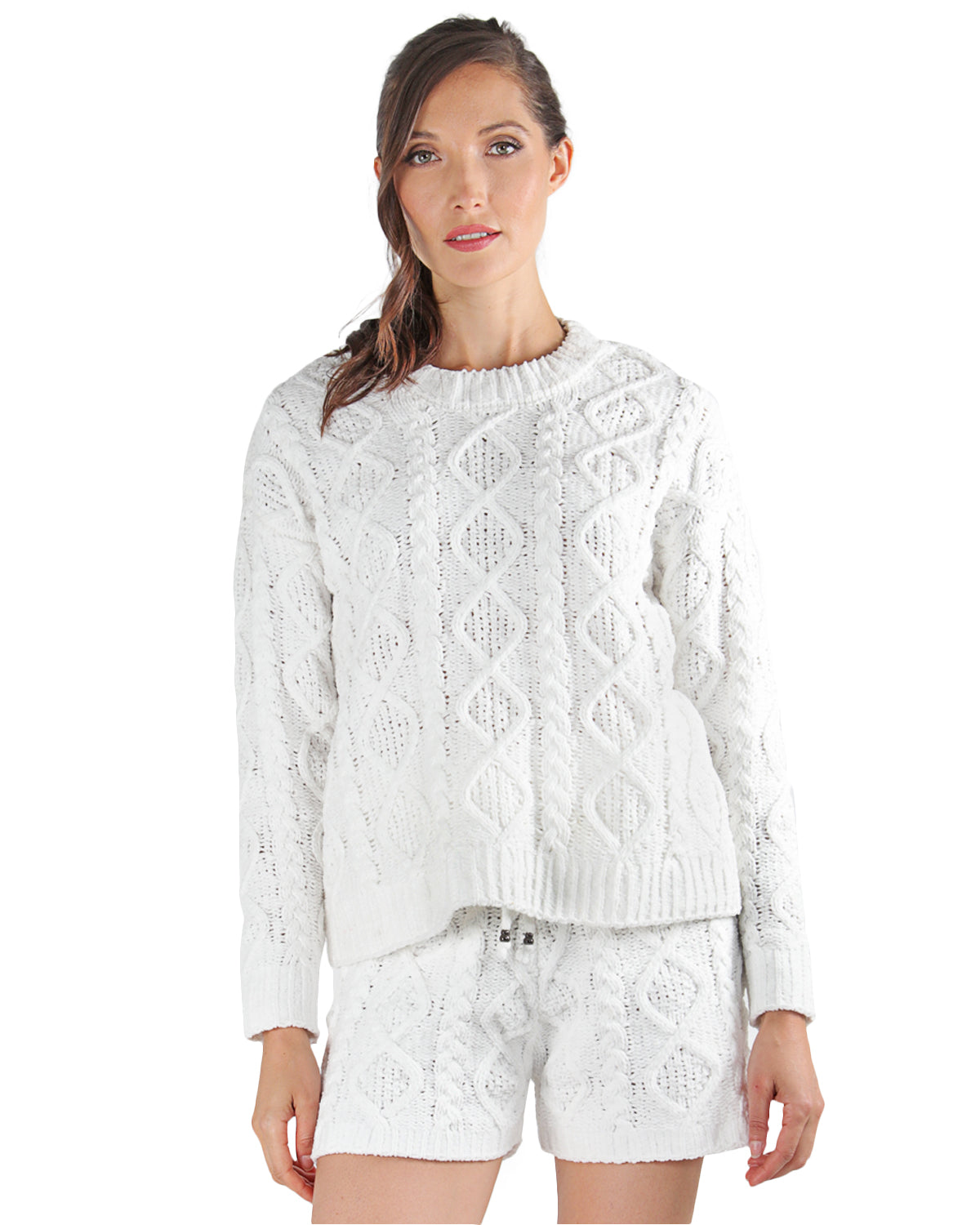 Women's Marshmallow Soft Cable Knit Drawstring Shorts