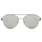 ERIE - Modern Teardrop Aviator Flat Mirrored Flat Lens Sunglasses
