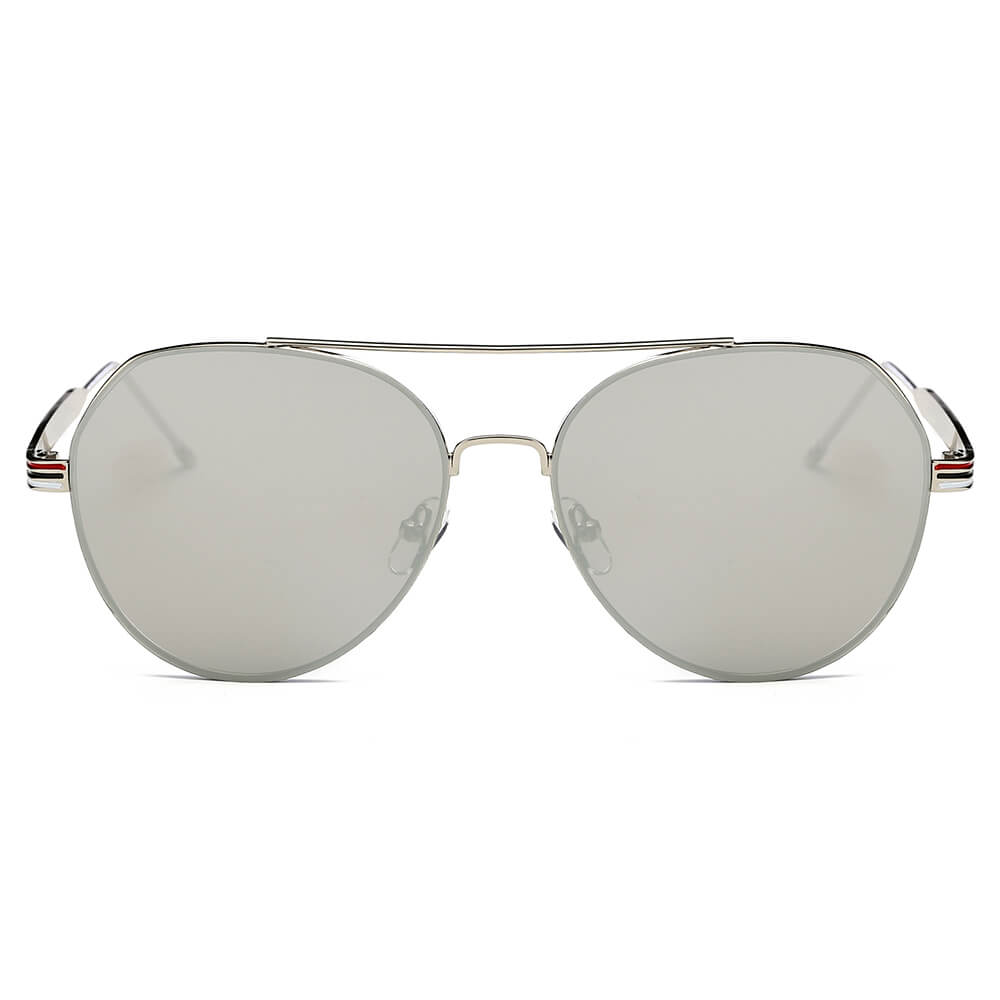ERIE - Modern Teardrop Aviator Flat Mirrored Flat Lens Sunglasses