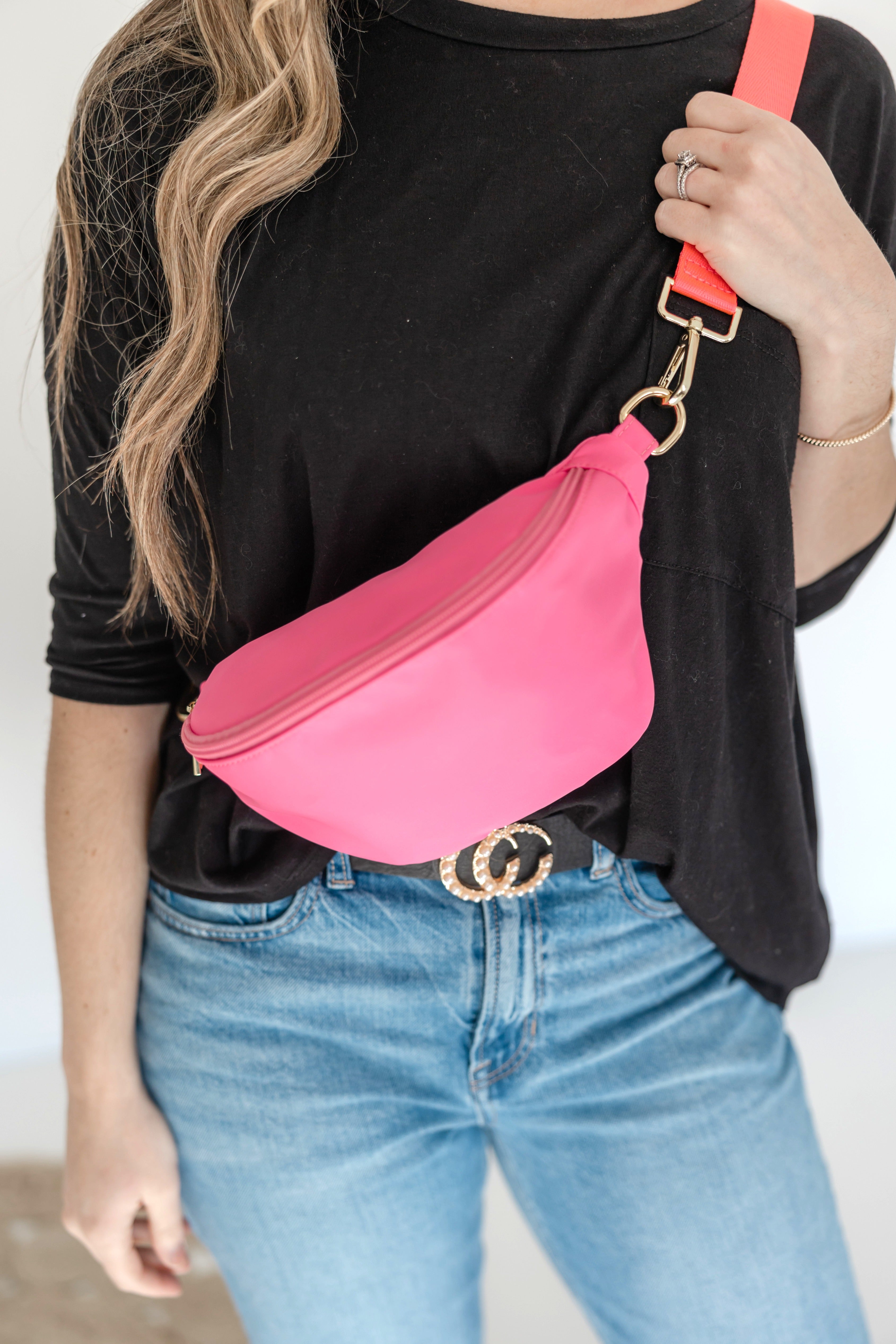Colorful Nylon Sling Bum Hip Bag with Strap