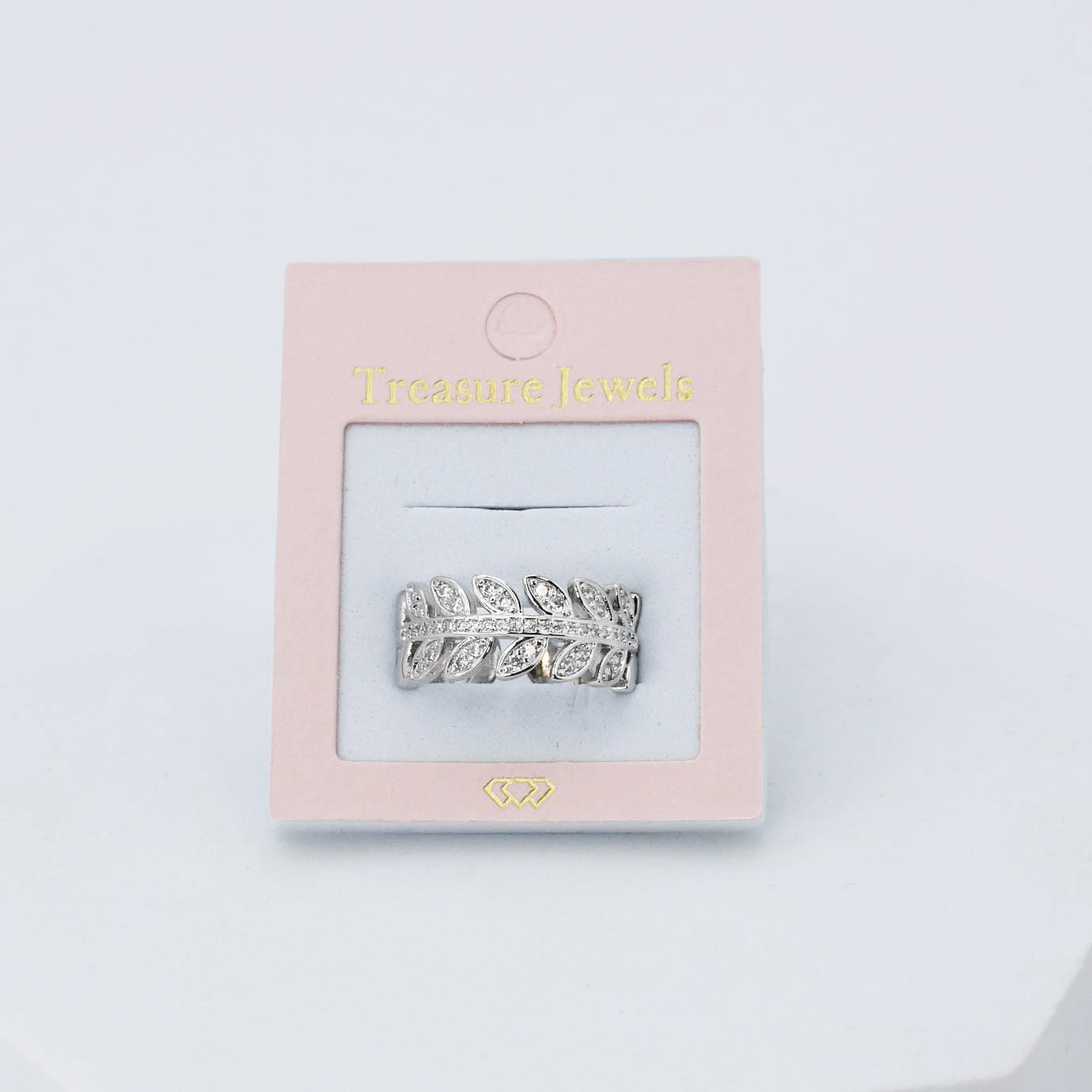 Crystal Leaves Silver Ring