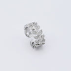 Crystal Leaves Silver Ring