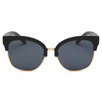JENISON | Flat Mirrored Lens Clubmaster Horned Rim Sunglasses