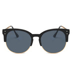 ABANDA |  Round Mirrored Flat Lens Half Frame Sunglasses Circle