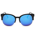 ABANDA |  Round Mirrored Flat Lens Half Frame Sunglasses Circle