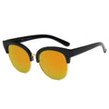 JENISON | Flat Mirrored Lens Clubmaster Horned Rim Sunglasses