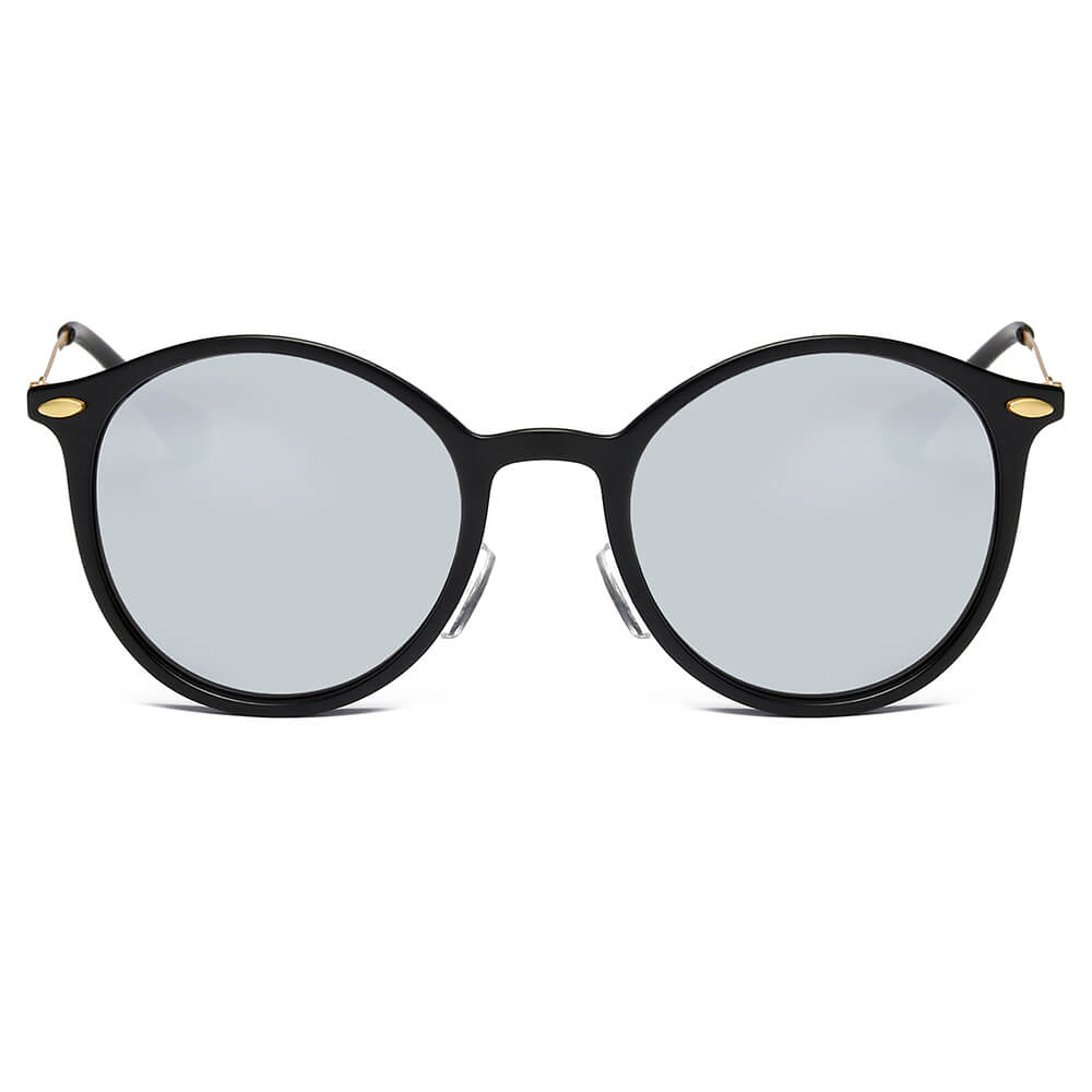 DEWITT | Retro Horn Rimmed Keyhole Bridge Round Sunglasses Circle