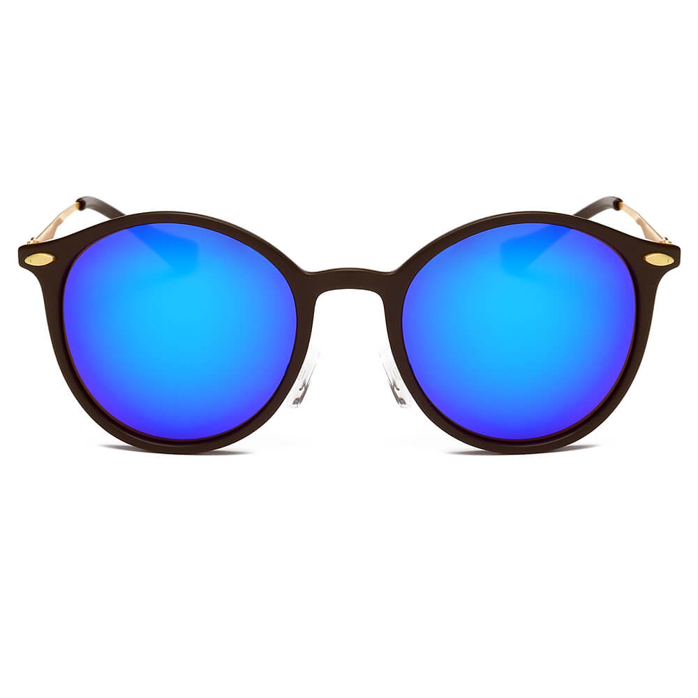 DEWITT | Retro Horn Rimmed Keyhole Bridge Round Sunglasses Circle
