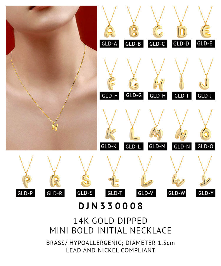 14K Gold Dipped Mini Bold initial Necklace