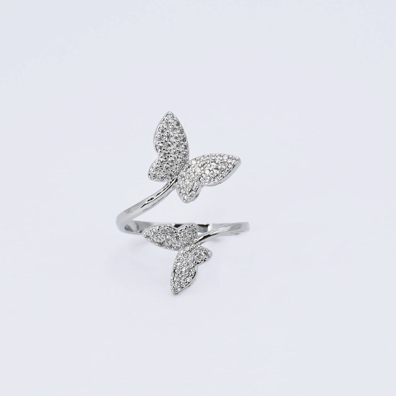 Dainty Twisted Butterfly Silver Ring