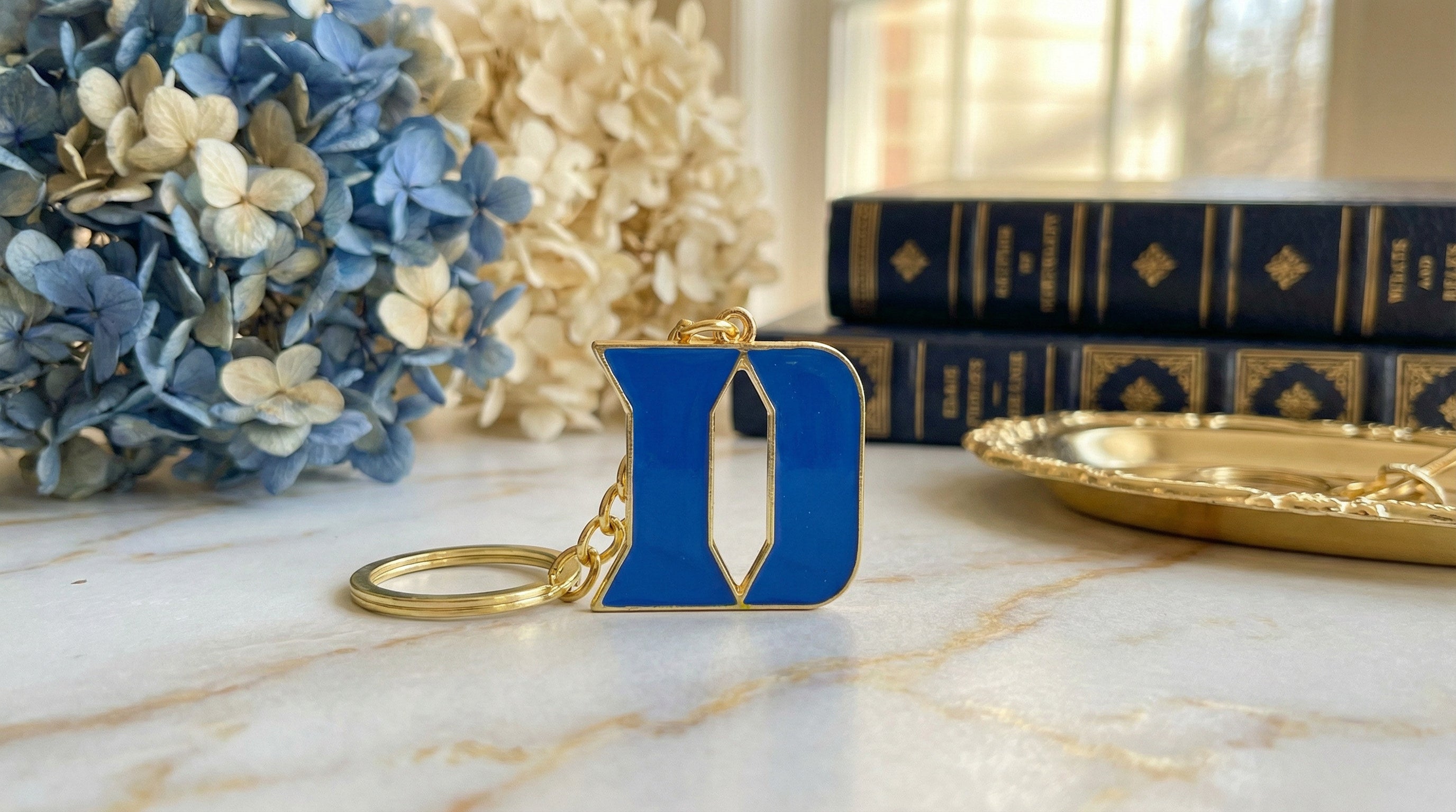 Gold Duke Blue Devil Keychain