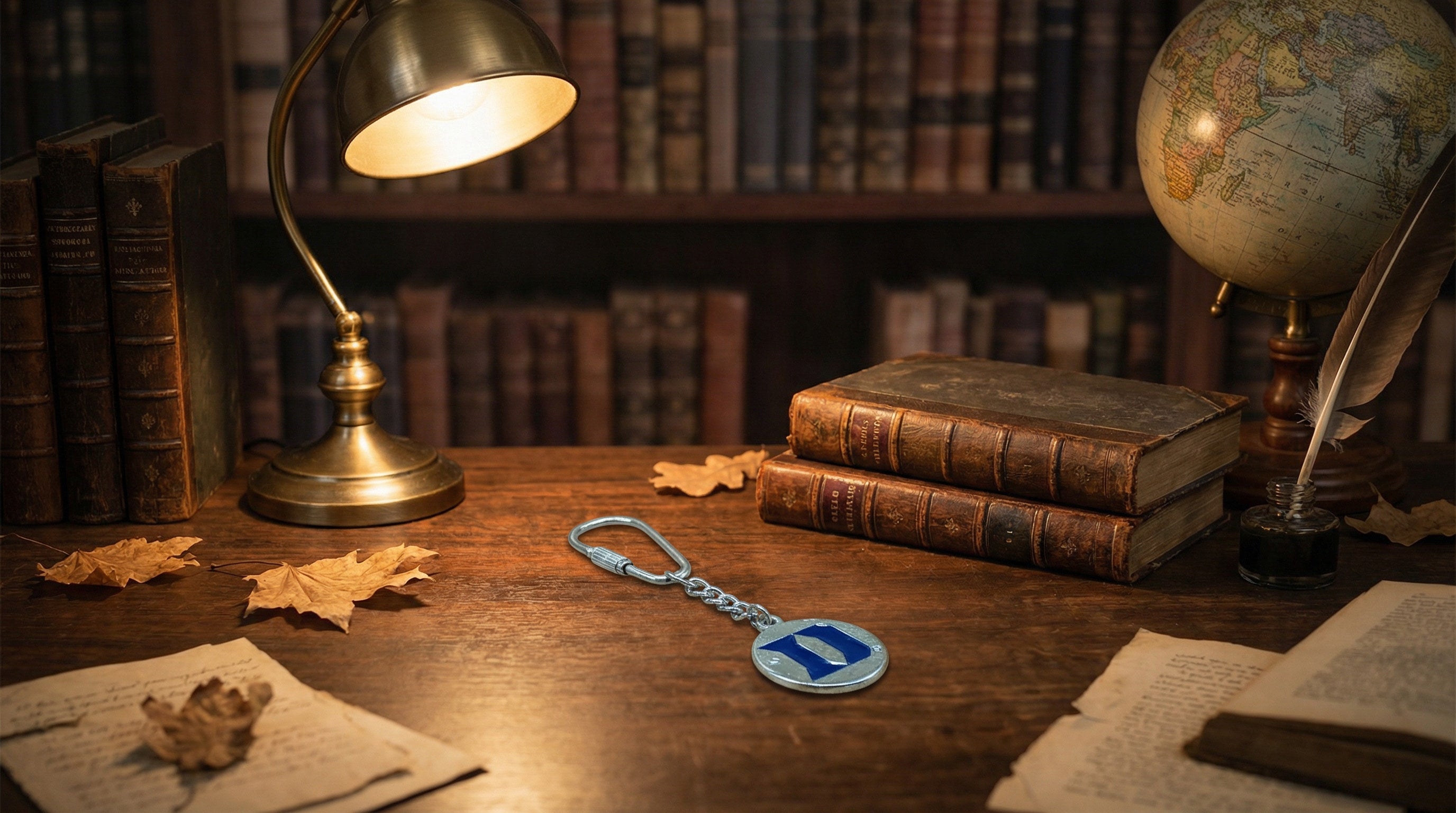 Small Silver Duke Blue Devils Logo Keychain
