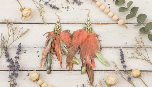Boho Multicolor Feather Earrings