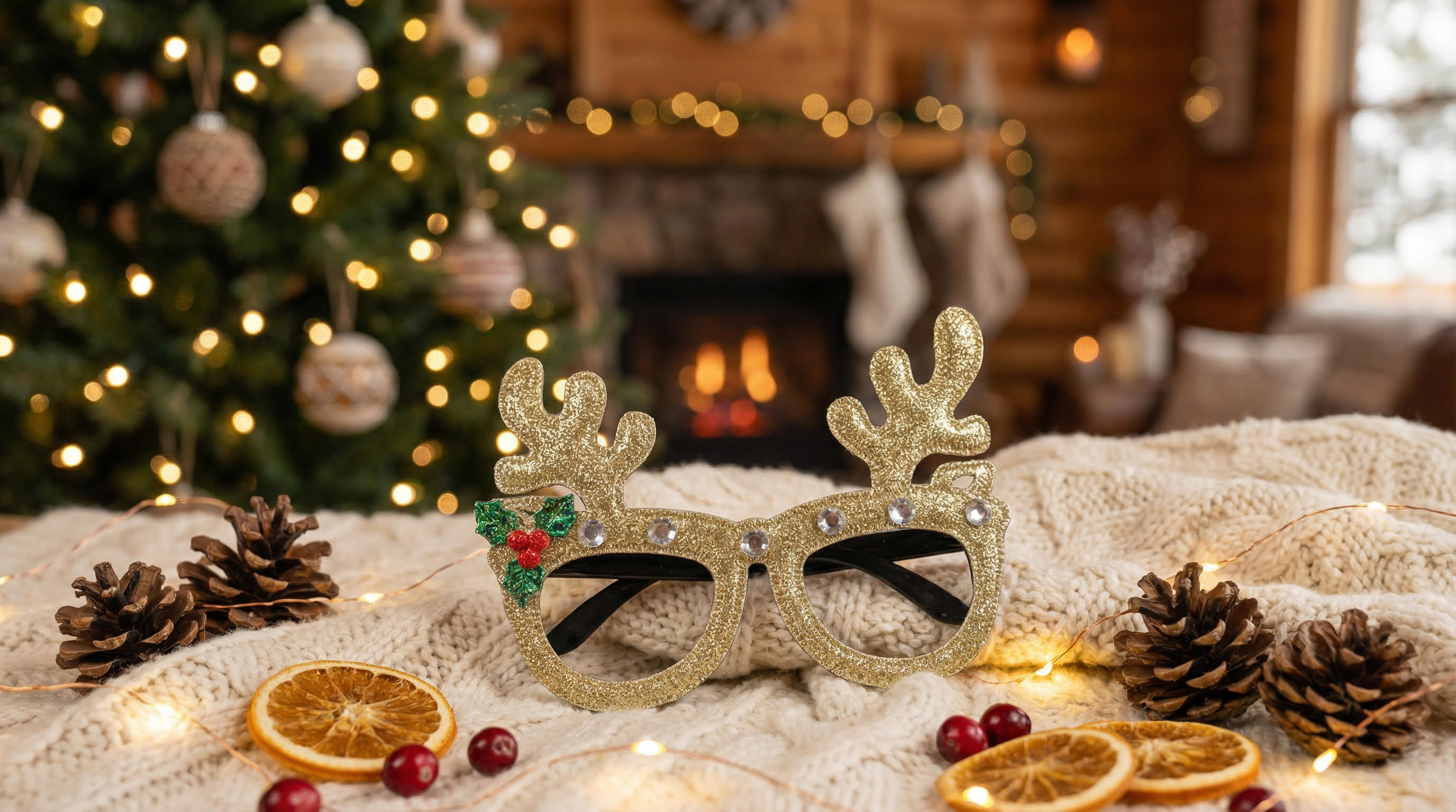 Festive Reindeer-Themed Glitter Glasses