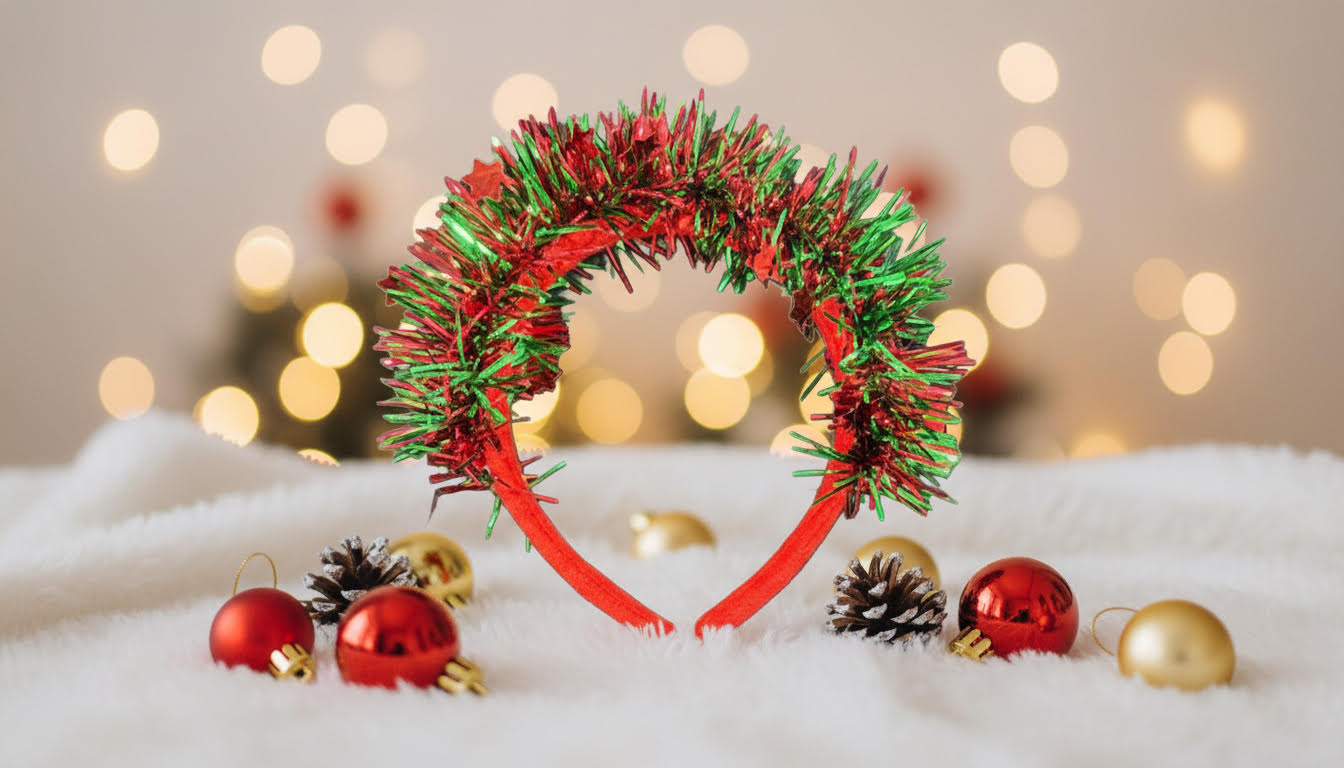 Red and Greed Christmas Tinsel Headband