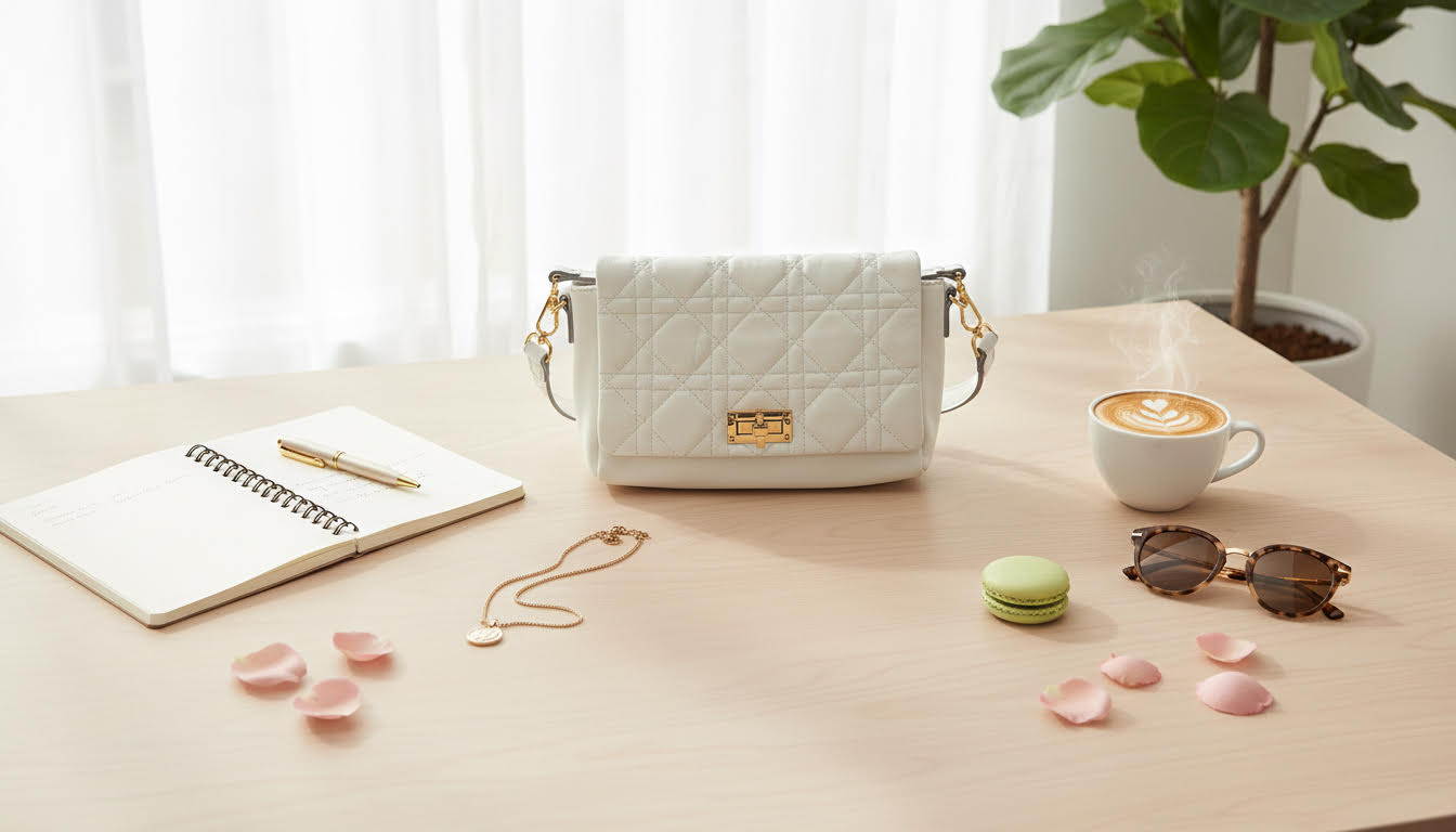 Elegant White Quilted Handbag