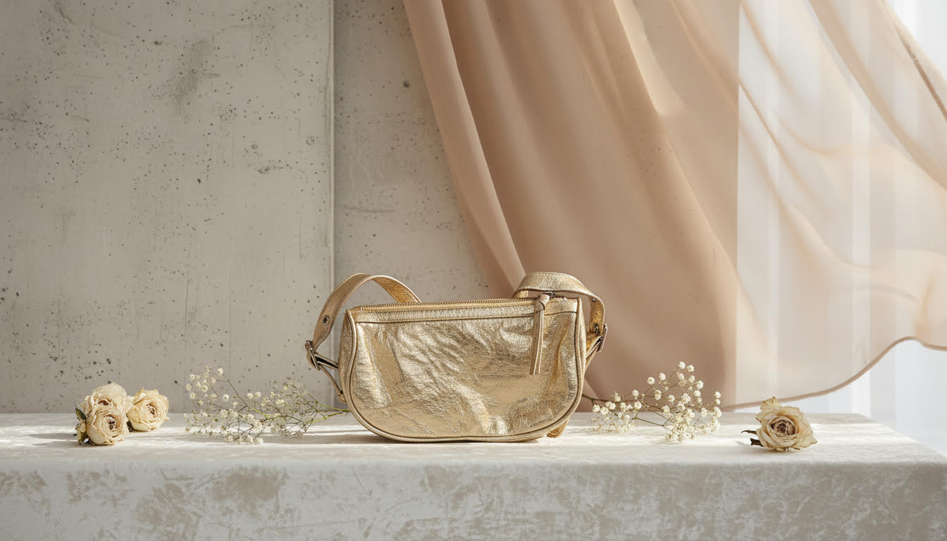 Elegant Metallic Gold Sling Bag