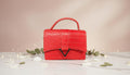 Red Crocodile-Textured Top-Handle Bag