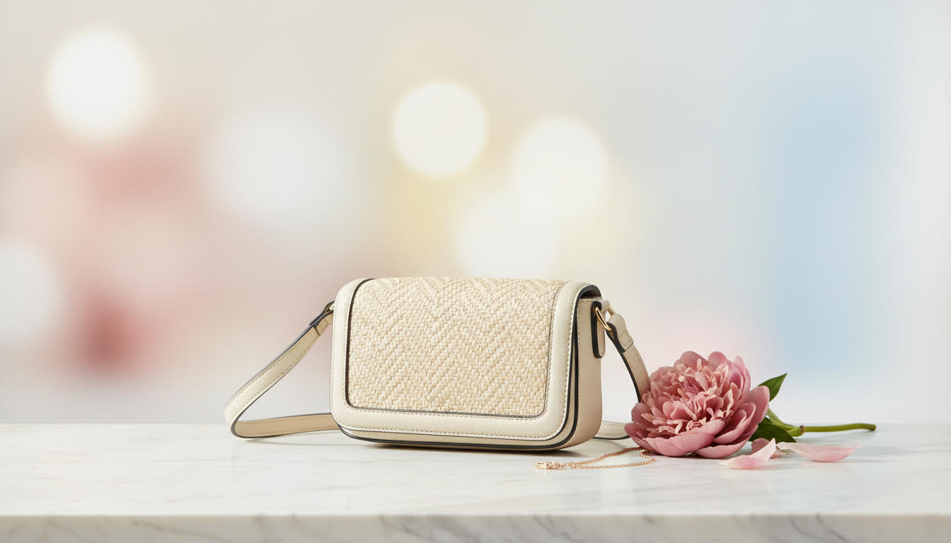 Chic Beige Woven Crossbody Bag