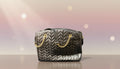 Quilted Black Handbag with Gold Chain Accents
