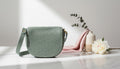 Sage Green Woven Crossbody Bag
