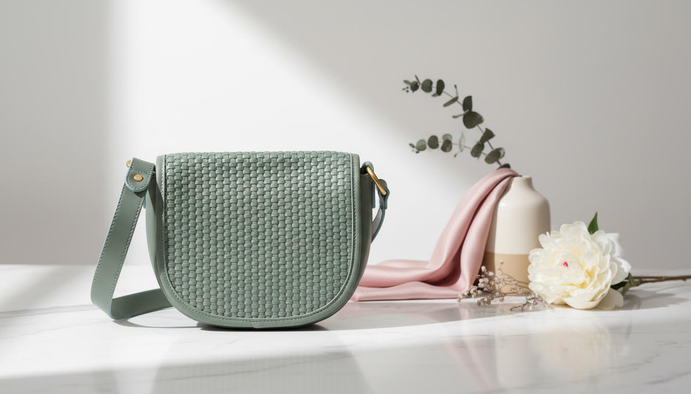 Sage Green Woven Crossbody Bag