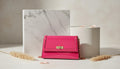 Vibrant Pink Glossy Chain-Strap Handbag