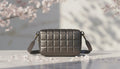Gray Quilted Leather Crossbody Bag