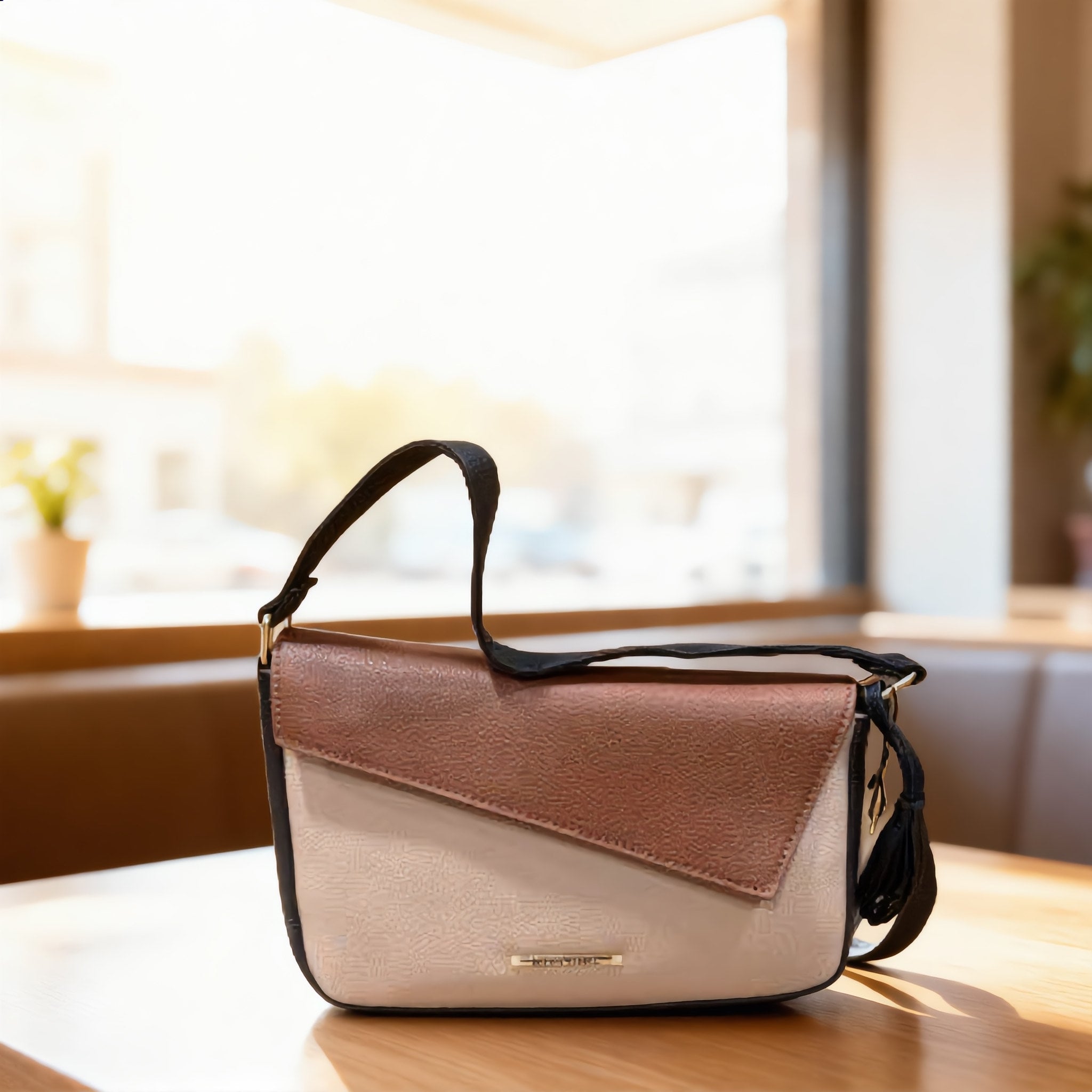 Colorblock Crossbody Handbag with Adjustable Strap