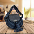 Black Mudd Leather Boho Saddlebag