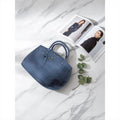 Blue Pebbled Leather Satchel