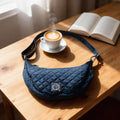 Black Quilted Nylon Sling Bag