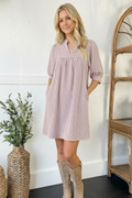 Sunday Stroll Pink Pin Stripe Dress
