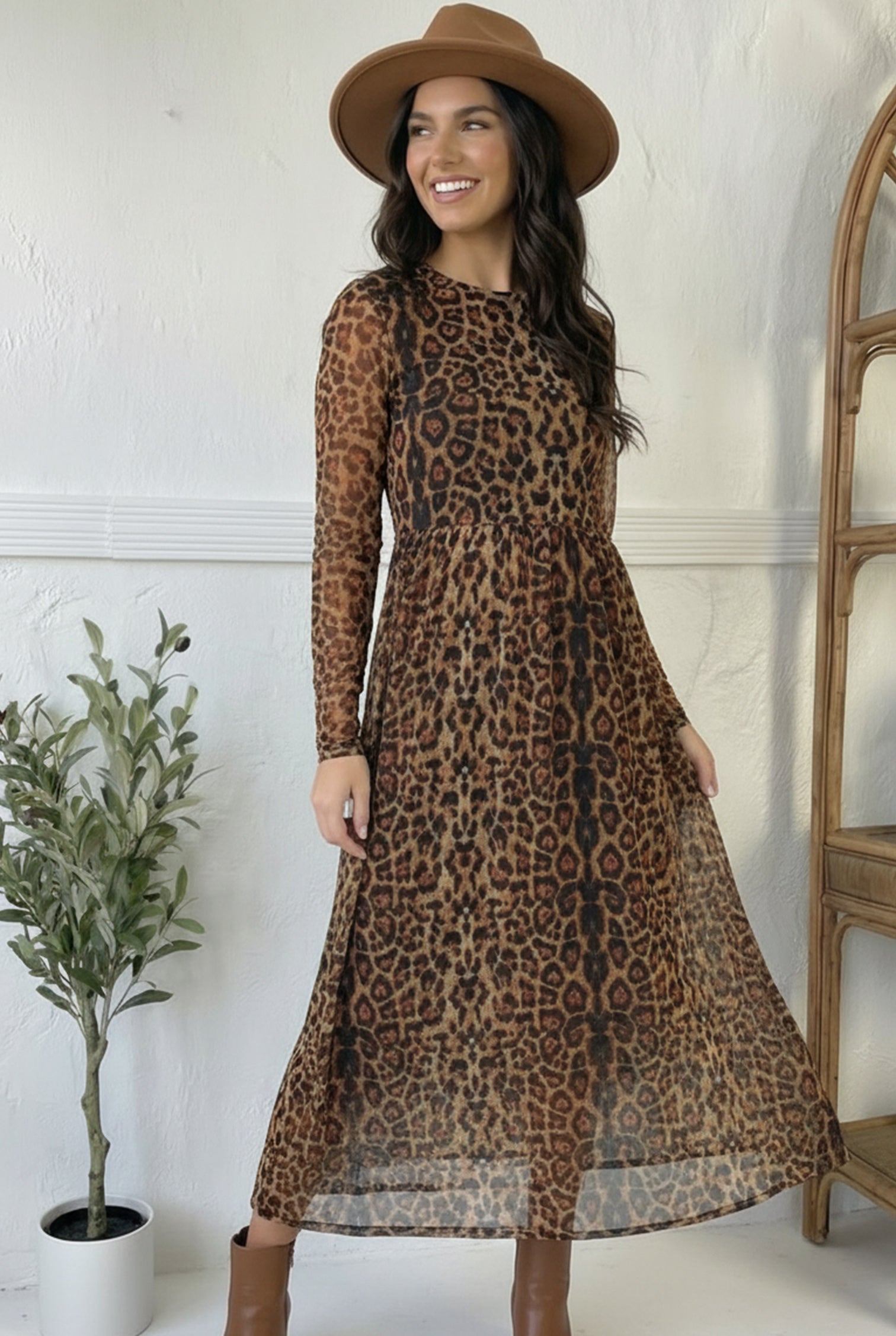 We Run the World Leopard Mesh Lined Dress