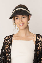 Straw Sun Visor With Pearl