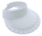 Straw Sun Visor with Lace