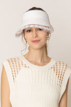 Straw Sun Visor with Lace