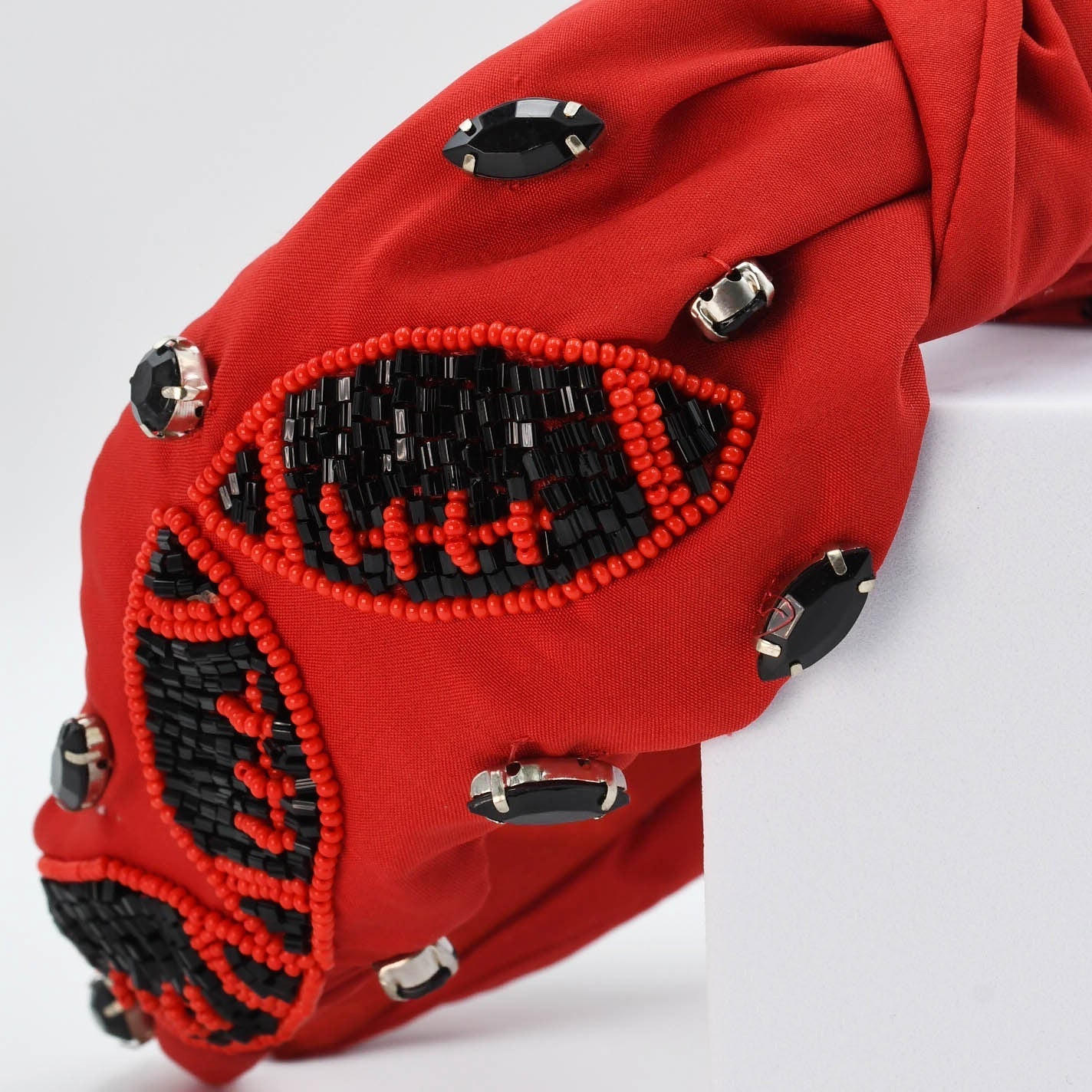 Black/Red Football Headband
