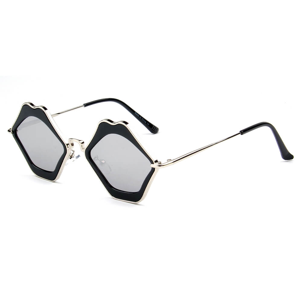 MADISON | Womens Fashion Funky Mouth Kissing Lip Shape Hippie Love Party Sunglasses