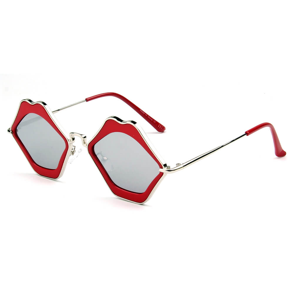 MADISON | Womens Fashion Funky Mouth Kissing Lip Shape Hippie Love Party Sunglasses