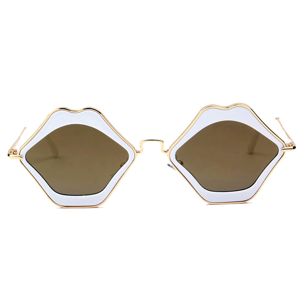 MADISON | Womens Fashion Funky Mouth Kissing Lip Shape Hippie Love Party Sunglasses