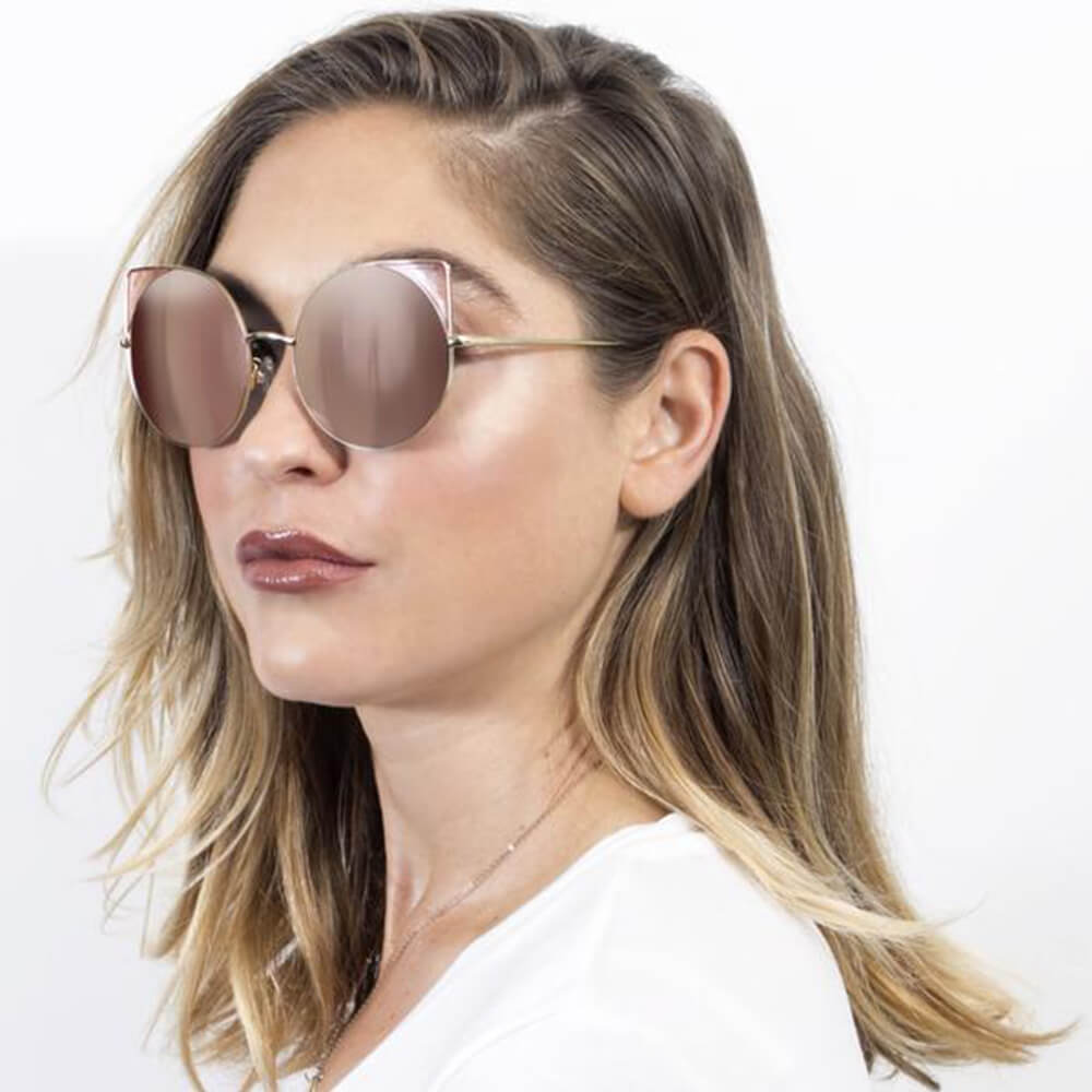 ASPEN | Womens Trendy Mirrored Lens Cat Eye Sunglasses